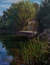 Abandoned stone quarry. Landscape Oil Painting 30х40 cm Ukrainian Original Art