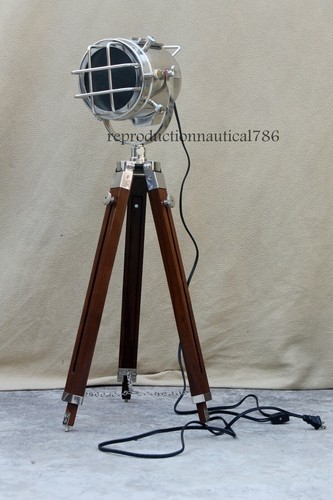 Vintage Nautical Industrial Modern Spot Light Floor Lamp With Tripod Decorative - Picture 15 of 19