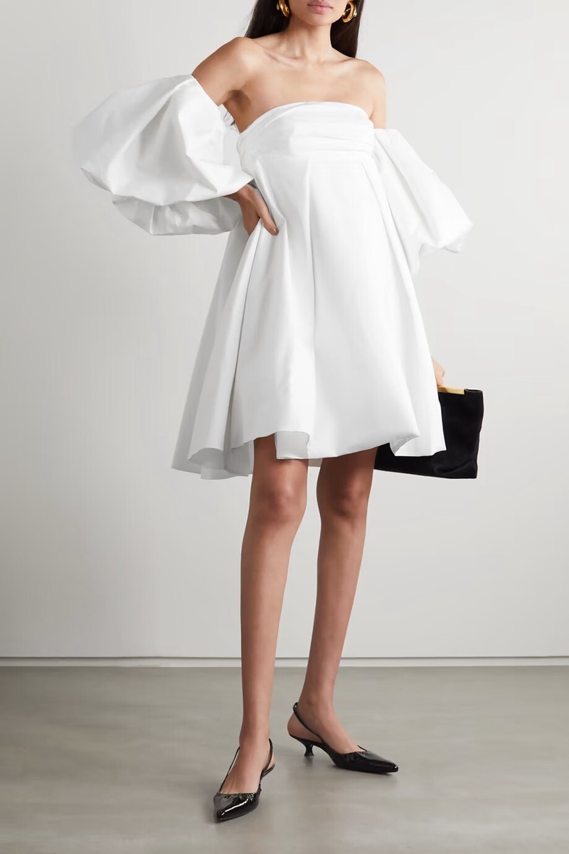 KHAITE Katerina convertible off-the-shoulder pleated Dress
