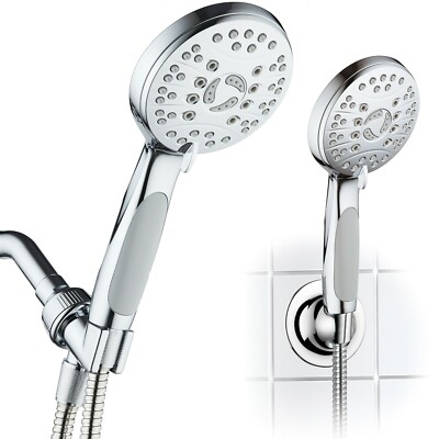 AquaSpa High Pressure 6-setting Handheld Shower Head   6 FT Hose   Wall Bracket