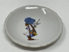 Holly Hobbie Mini White Plate Blue Girl 3  China Dish Vintage Tea Set Piece 