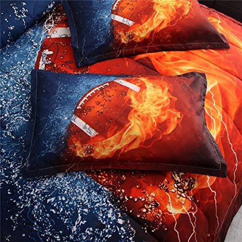 American Football Comforter Set for Boys Teens,3D Sports Bedding Full Orange - Picture 5 of 8