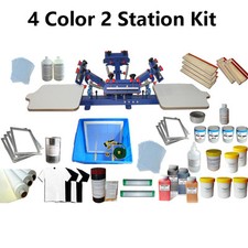 Micro-registration 4 Color 2 Station Screen Printing Kit Press Printer /Supply