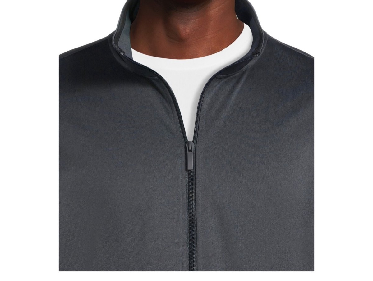 Athletic Works Men's Gray Tricot Long Sleeve Track Jacket