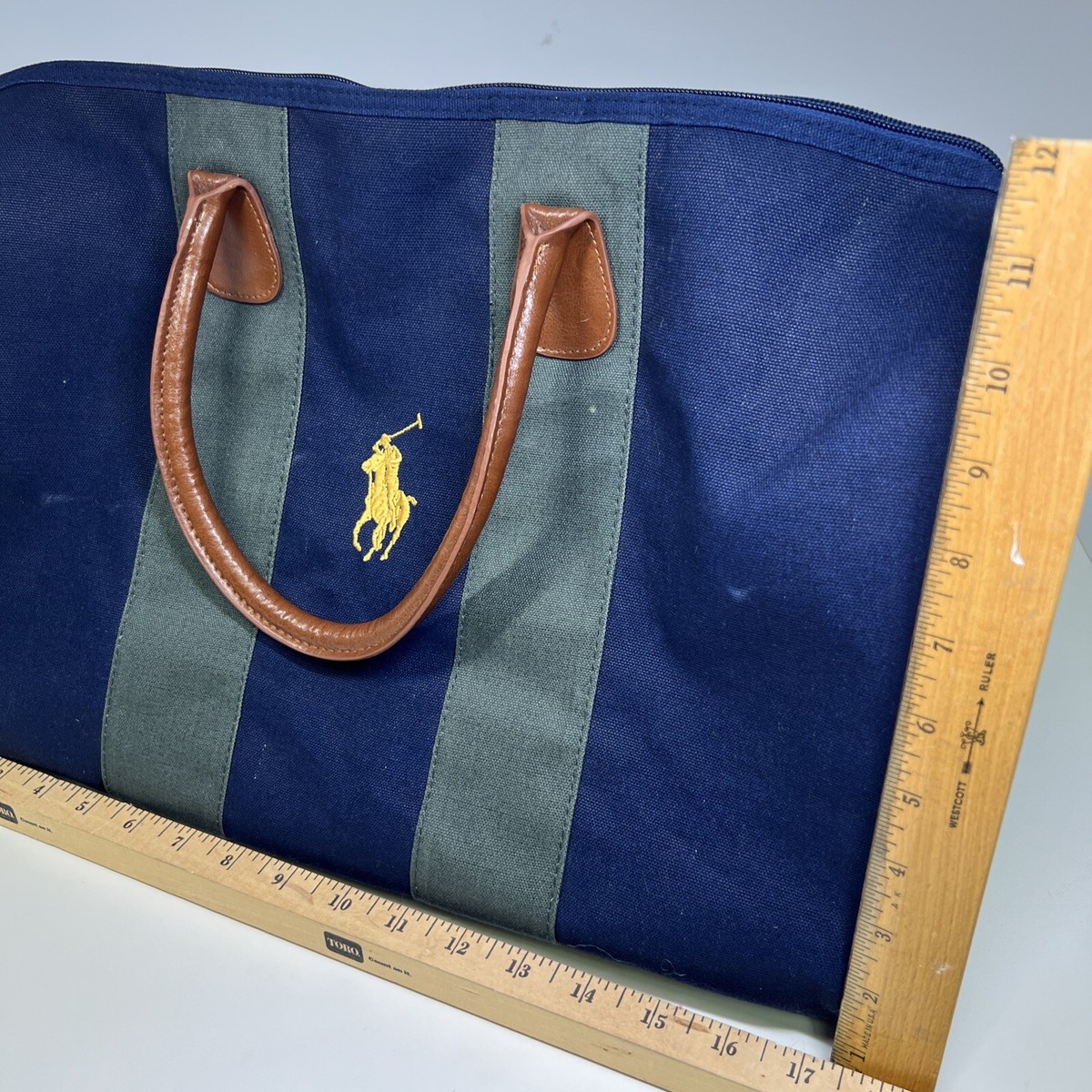 VTG Polo Ralph Lauren Duffle Bag Embroidered Pony Logo Faux