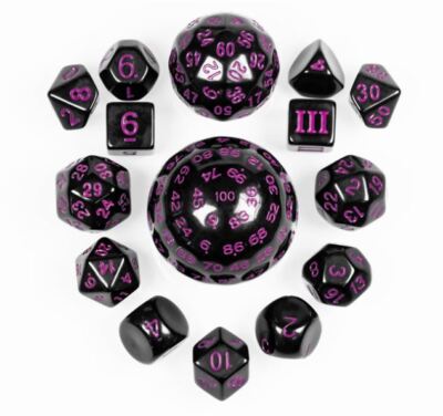 Purple Unusual 15 Dice Set - Poly RPG DnD Dungeons Dragons d20 AD&D