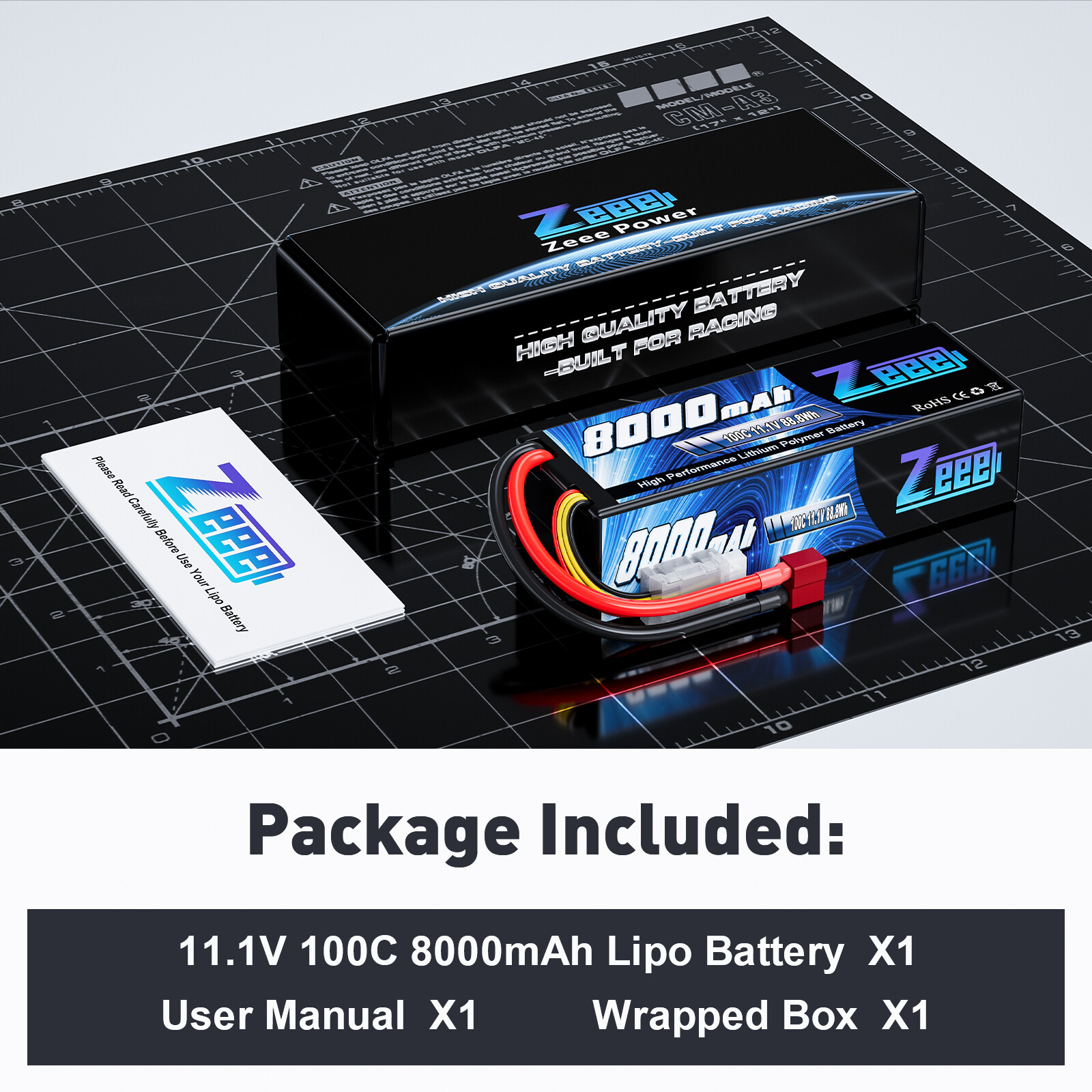 Zeee 3S Lipo Battery 8000mAh 11.1V 100C T Plug for 1/8 1/10 RC Car Truck Tank