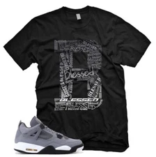 New Black "B" BLESSED T Shirt for J1 4 IV Cool Grey