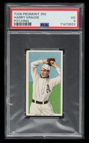 1909-11 T206 Harry Krause PSA 3 Pitching Piedmont 