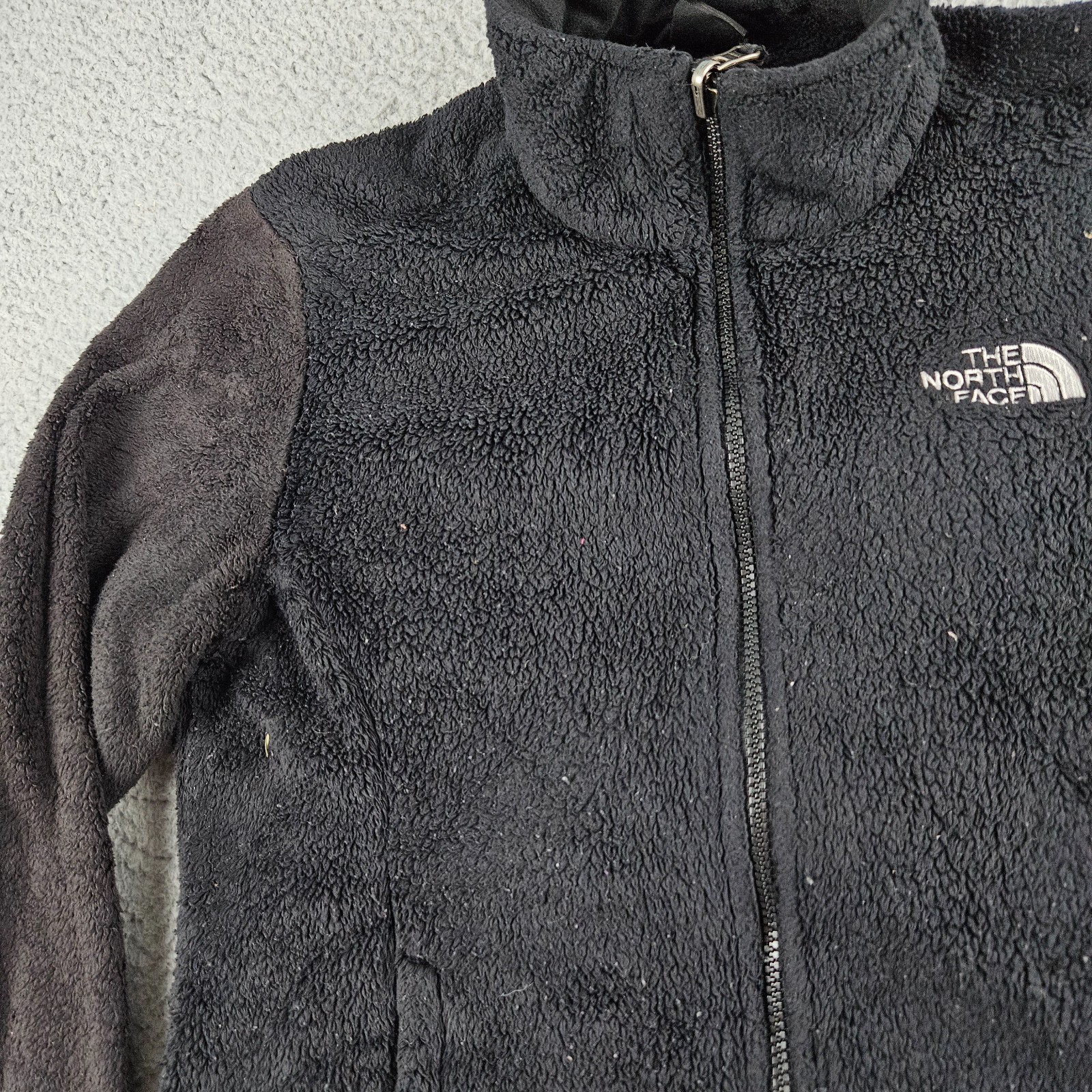 The North Face Jacket Womens Size Medium Black Fuzzy Fleece Full Zip Mock Neck