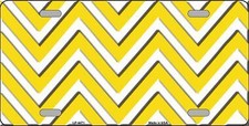 Yellow White Chevron Metal Novelty License Plate Tag Lp4471