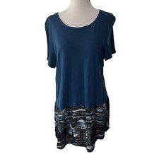 Simply Vera Wang Blue Tunic Women Top Size Large | 62-42
