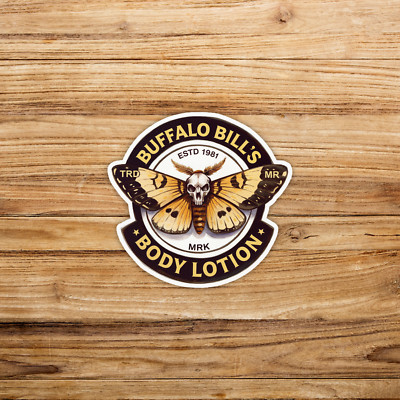 Vintage Buffalo Bill's Body Lotion Sticker - Skull Moth Design, Established 1981