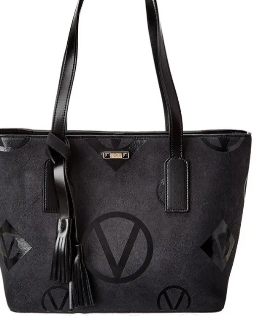 New Mario Valentino Suede Prince Black Monogram Tote with Tassel Sold Out!!!