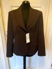 Bianca Germany Women's Blazer Brown 12 Button Long Sleeve Front Pockets Nwt
