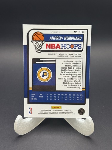 2023-24 Panini NBA Hoops Premium Stock Andrew Nembhard Seismic Prizm #166 Pacers - Picture 2 of 2