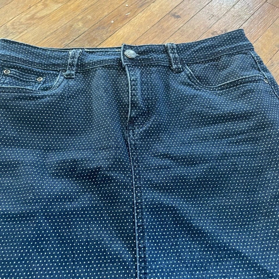 Earl Jean Swiss micro dot denim midi skirt - Image 4 of 4