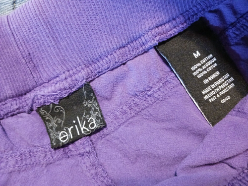 ERIKA~BLUPURPLY Drawstring CROPPED CAPRIS NWOT'S M 10 Cotton Gauze FREE SHIP - Picture 5 of 5