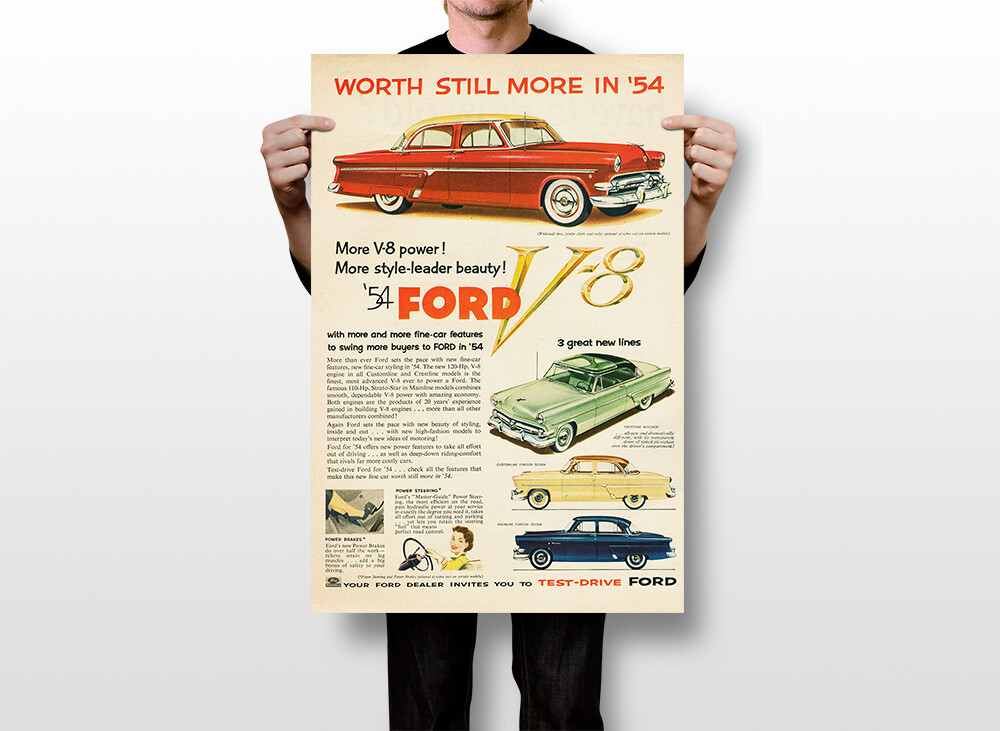 FORD　VintagePoster Classic Ford Car Original Vintage Wall Art Home Decor