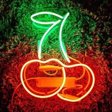 Two Cherries Red Acrylic Neon Sign 14"x10" Light Lamp Beer Bar Artwork Glass LY