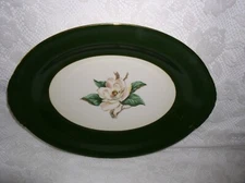 Lifetime China Co Jade Rose Homer Laughlin Oval Platter Plate White Flower