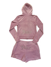 Juicy Couture Bling Velour Tracksuit Hoodie  Shorts Dewberry MSRP: 189