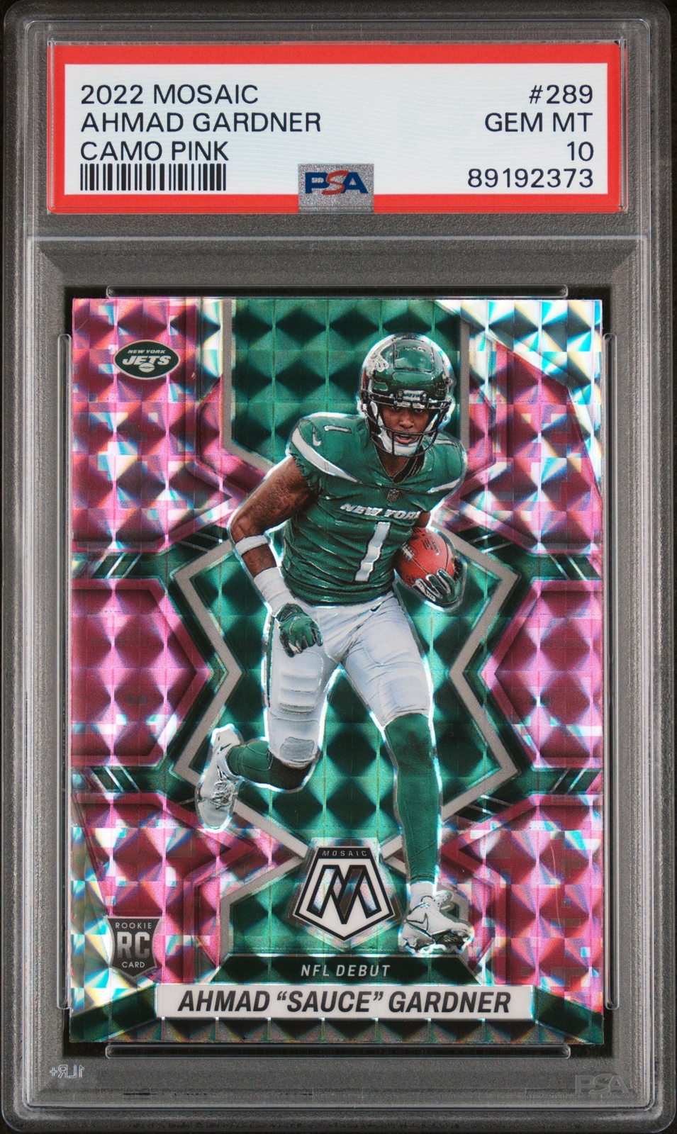 2022 Panini Mosaic Ahmad Gardner Camo Pink #289 PSA 10