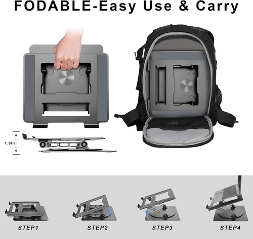 Sturdy Aluminum Laptop Holder with Ergonomic Design - Fits 10-17 Inch Devices - Picture 5 of 8
