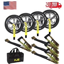 4 Pack Car Tie Down Straps for Trailers - Tire Ratchet Strap with Flat Hooks