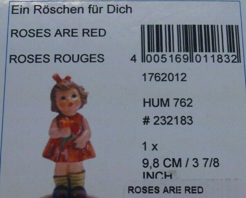 M.I. HUMMEL | ROSES ARE RED FIGURINE ✪NEW✪ 1762012 HUM 762 232183 RARE GOEBEL US - Picture 4 of 7
