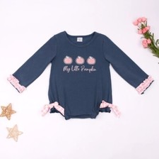 NEW Boutique My Little Pumpkin Baby Girls Embroidered Romper Jumpsuit