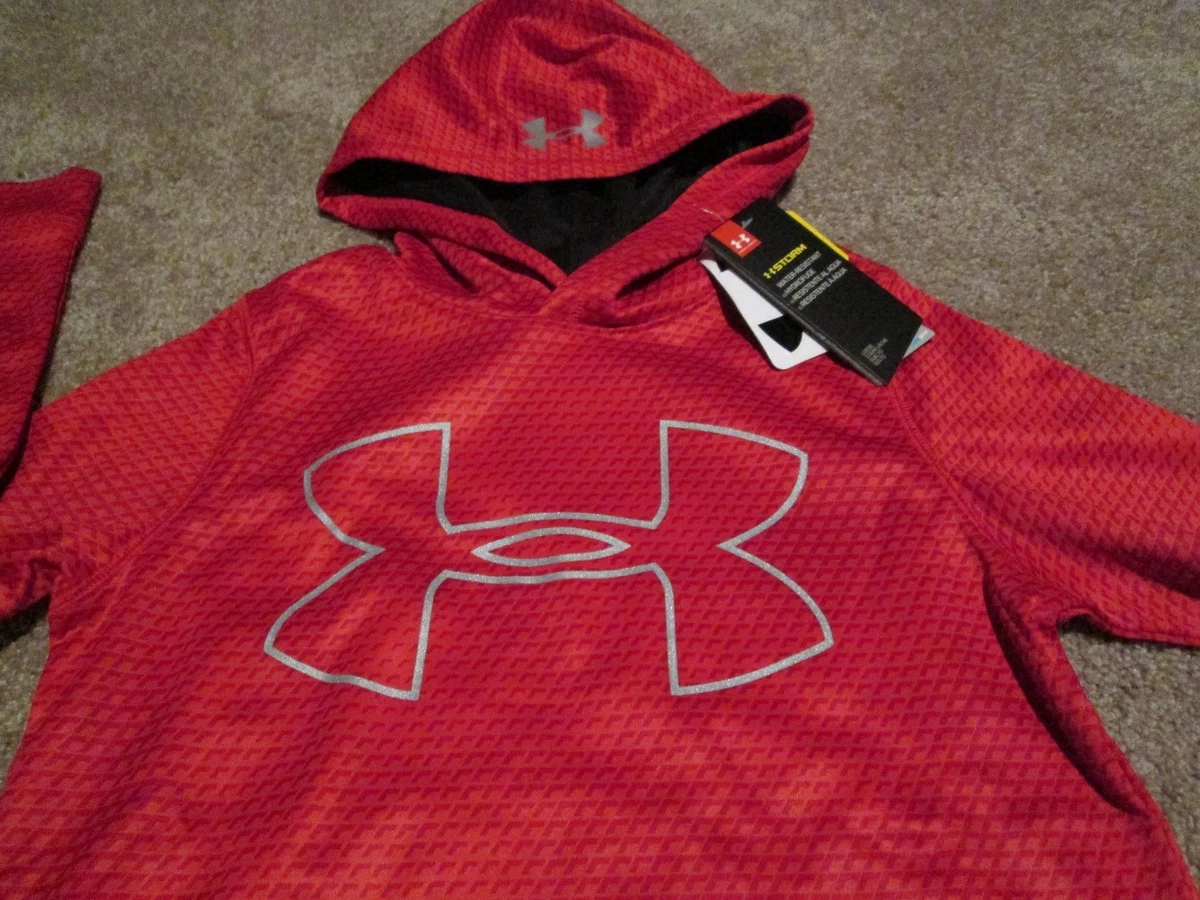 NEW Boys UNDER ARMOUR COLDGEAR STORM Hoodie Red w Big UA Logo