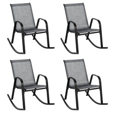 4pcs Patio Rocking Chair Heavy-Duty Metal Rocker Outdoor Anti-Slip Gray