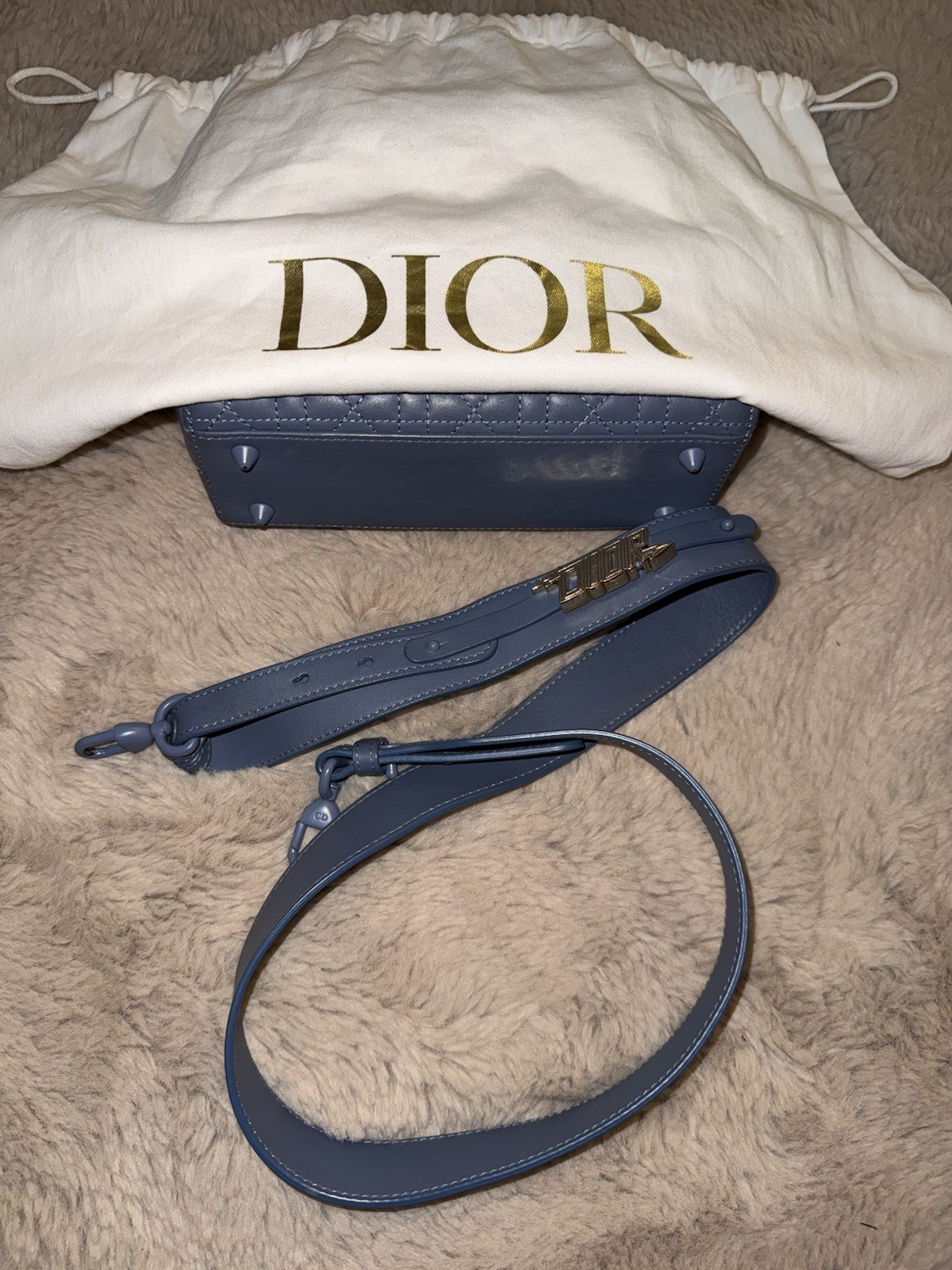 Dior Lady Dior Small Blue Cannage Quilted Top Handle Bag (ultra matte) — image 6