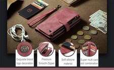 For iPhone 17 Pro Max/16 PU Leather Card Holder Wallet  Phone Case with strap