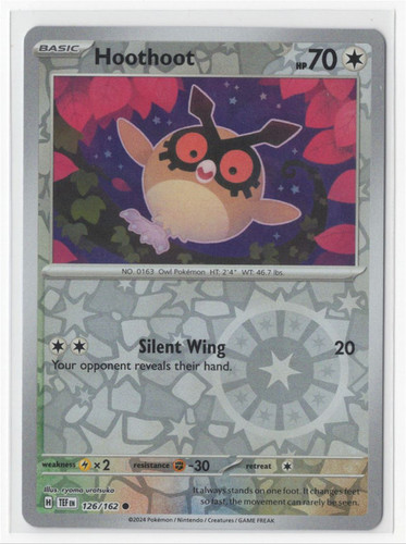 Pokemon Forze Temporali - 126/162 Hoothoot Reverse Holo - Foto 1 di 1