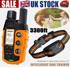 Dog Pet Training Collar with Remote Rechargeable Waterproof Anti Bark 3300Ft UK