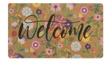 Spring Welcome Door-Mats Floral Coir Doormats 30x17 Inch Non Slip Large Indoor
