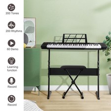 Glarry 61-Key Portable Electronic Keyboard Piano with Stand, Stool, Headphones
