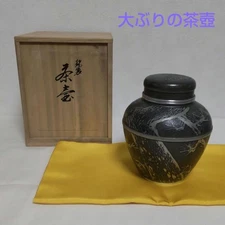 tin tea pot, decorative pot, tin half-zukuri, top tin, pine, bamboo, and plum