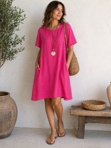 chinese dress ladies Breathable Linen Dress