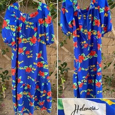 Helenas Made In Hawaii USA MuuMuu Mumu Vintage Hawaiian Dress Tiki Aloha