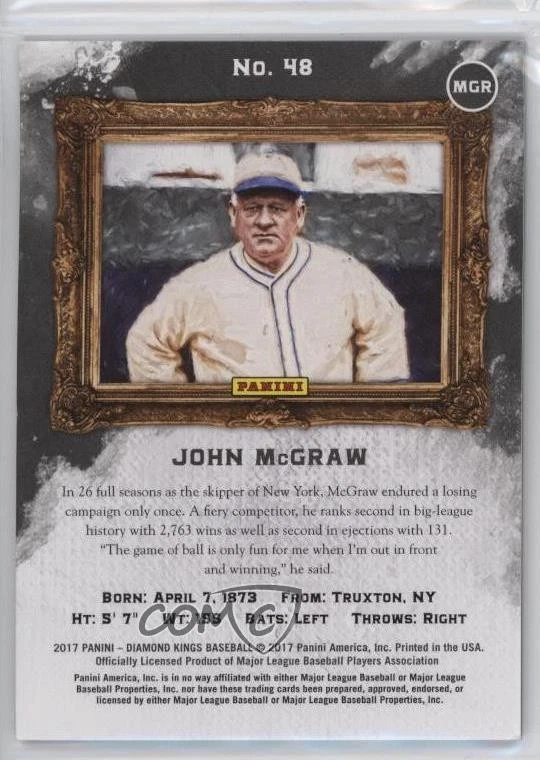 2017 Panini Diamond Kings Blue Framed /5 John McGraw #48 HOF - Image 2 of 2