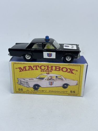 Lesney Matchbox Custom Ford Galaxie Police Car mit Repro Box.