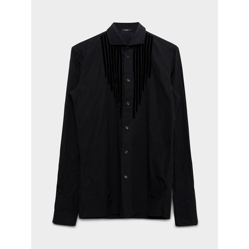 Bottega Veneta, Bottega Veneta Velour Piping Black Button Up Shirt Size 48