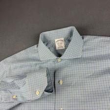 Brooks Brothers Shirt Men's 16 34 Blue Green Regent Non-Iron Supima Cotton Check