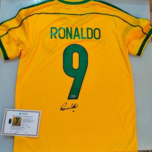 Ronaldo Nazario Signed Autographed Brazil Soccer Jersey #9 with COA