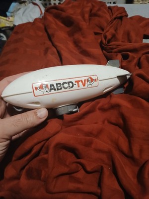 VTG TV Sports Blimp Toy Eye In Sky USA Processed Plastic Co Rare White