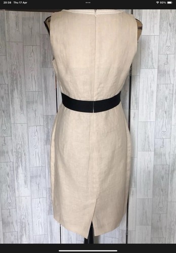Nissa Beige Sleeveless Linen Dress, Lace Trim UK12 Immaculate Condition H/I - Picture 6 of 12