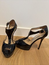 Jimmy Choo Women's Black High Heel Stiletto Open Toe Size 37